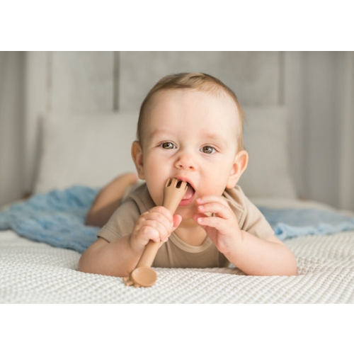 Gryzak Łyżeczka Sylikonowa Dla Niemowląt Żyrafa Brązowa GiliGums 45421